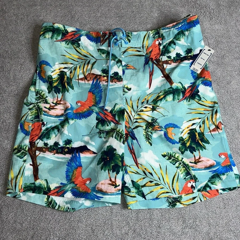 George At‎ The Knee Swim Trunks Mens Size XL (40-42) Multicolored Floral Parrot